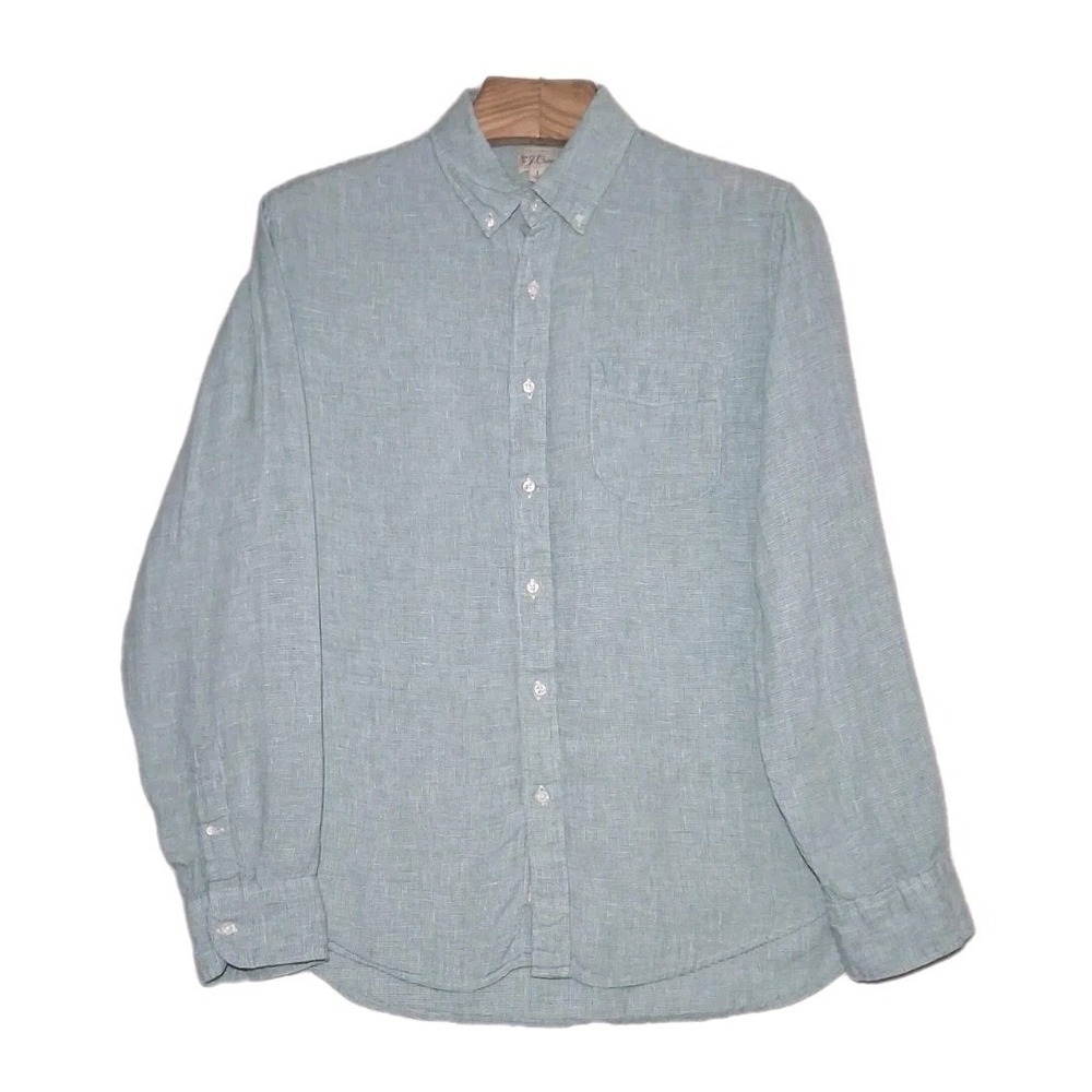 J Crew Shirt Baird Mcnutt Micro Houndstooth Irish Linen Button Down Mens Large